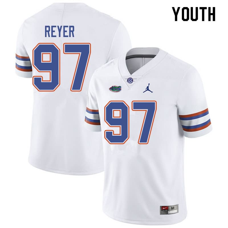 Youth NCAA Florida Gators Theodore Reyer #97 Stitched Authentic Jordan Brand White College Football Jersey HRF3865LW